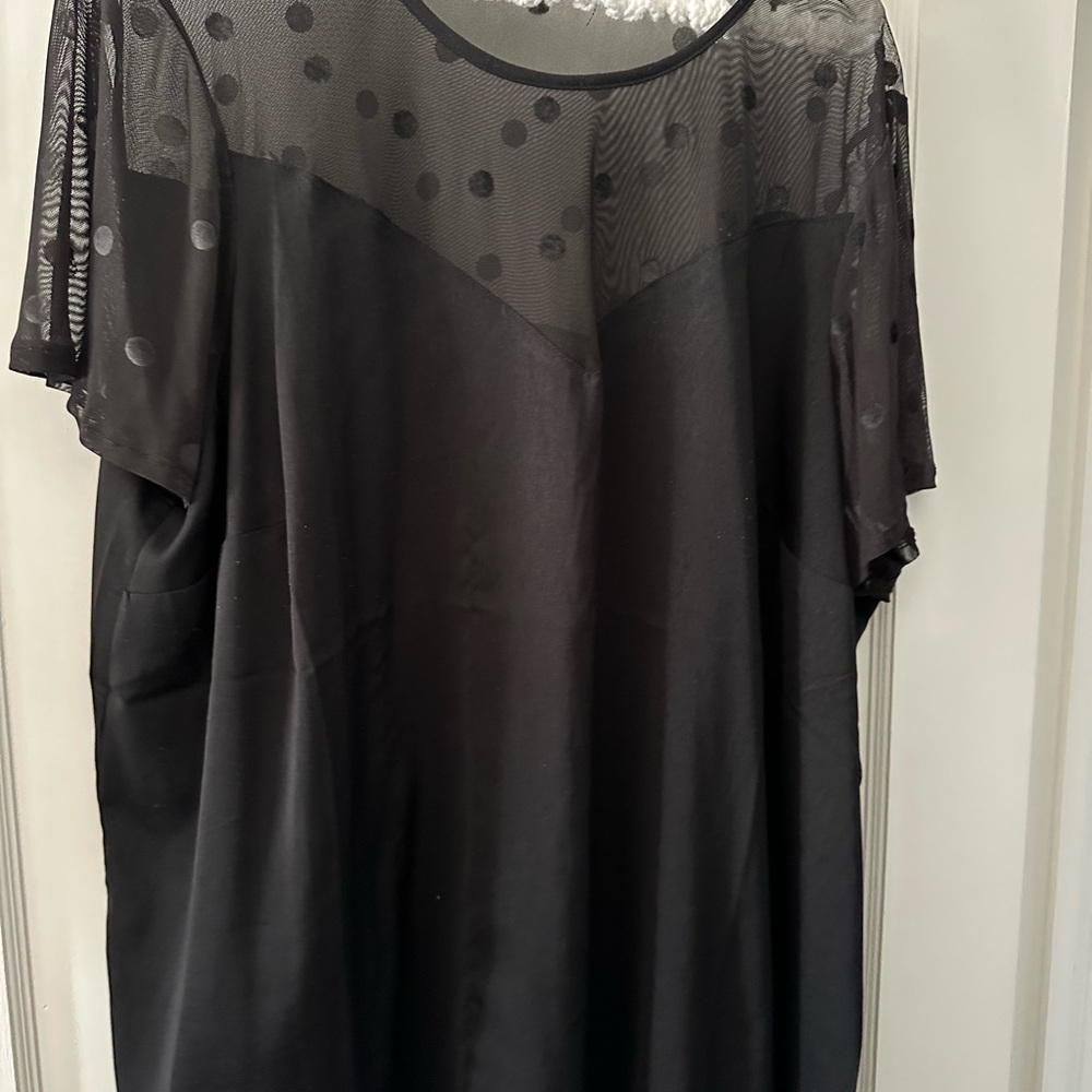 Torrid Black Sheer Polka Dot Blouse